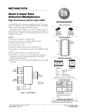 MC74HC157ADG Datasheet PDF ON Semiconductor