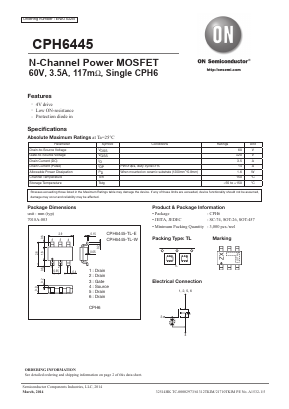 CPH6445-TL-W Datasheet PDF ON Semiconductor