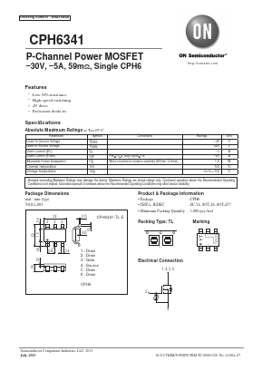 CPH6341 Datasheet PDF ON Semiconductor