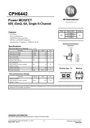 CPH6442-TL-E Datasheet PDF ON Semiconductor