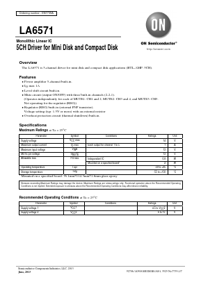 LA6571 Datasheet PDF ON Semiconductor