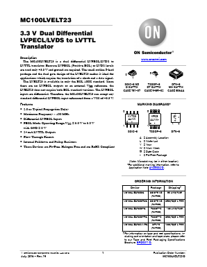 MC100LVELT23 Datasheet PDF ON Semiconductor