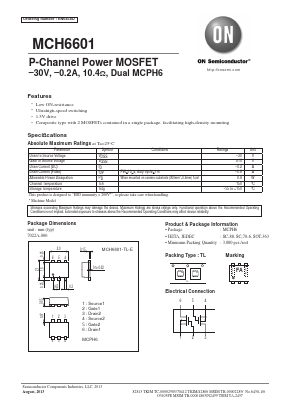 MCH6601 Datasheet PDF ON Semiconductor