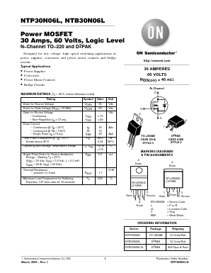 NTB30N06L Datasheet PDF ON Semiconductor