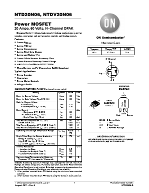 NTD20N06 Datasheet PDF ON Semiconductor