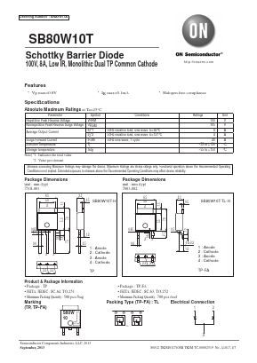 SB80W10T Datasheet PDF ON Semiconductor