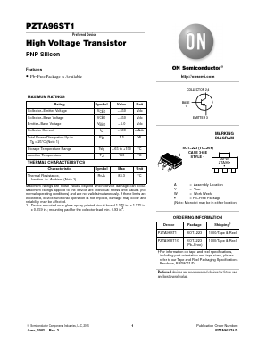 PZTA96ST1 Datasheet PDF ON Semiconductor