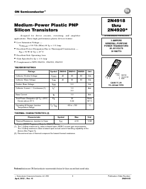 2N4919 Datasheet PDF ON Semiconductor