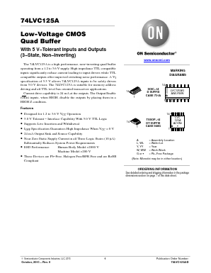 74LVC125A Datasheet PDF ON Semiconductor