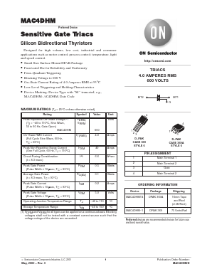 MAC4DHM-1 Datasheet PDF ON Semiconductor