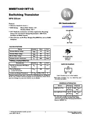 MMBT4401WT1G Datasheet PDF ON Semiconductor