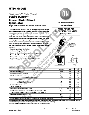 MTP1N100E Datasheet PDF ON Semiconductor