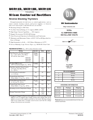 MCR12N Datasheet PDF ON Semiconductor