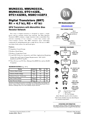 DTC143ZE Datasheet PDF ON Semiconductor