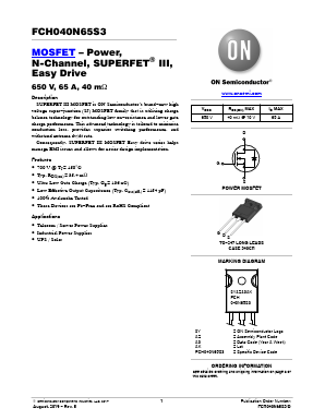 FCH040N65S3 Datasheet PDF ON Semiconductor