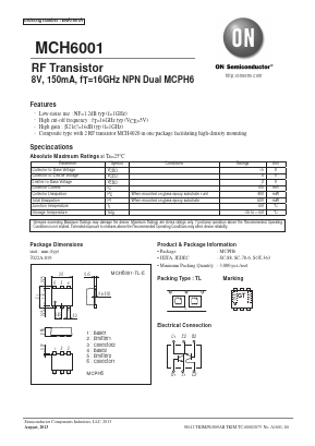 MCH6001-TL-E Datasheet PDF ON Semiconductor