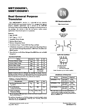 MBT3906DW1 Datasheet PDF ON Semiconductor