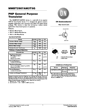 MMBT2907AM3T5G Datasheet PDF ON Semiconductor