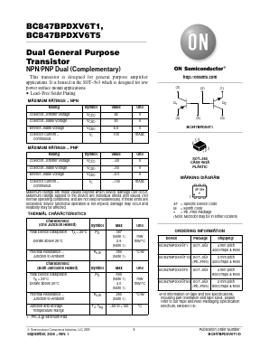 BC847BPDXV6T5 Datasheet PDF ON Semiconductor
