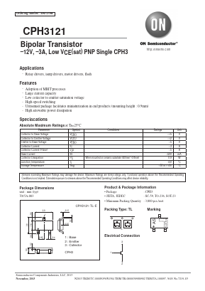 CPH3121-TL-E Datasheet PDF ON Semiconductor