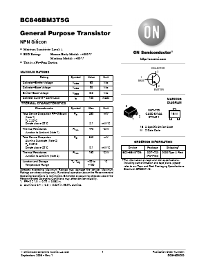 BC846BM3T5G Datasheet PDF ON Semiconductor