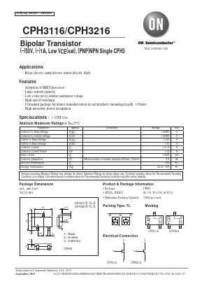 CPH3216-TL-E Datasheet PDF ON Semiconductor