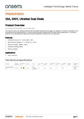 FFB20UP30DN Datasheet PDF ON Semiconductor