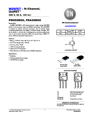 FDH50N50 Datasheet PDF ON Semiconductor