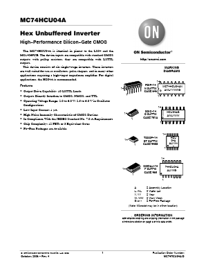 MC74HCU04ADR2G Datasheet PDF ON Semiconductor