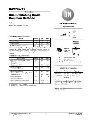 BAV70WT1 Datasheet PDF ON Semiconductor