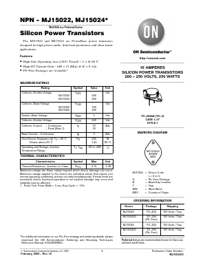 MJ15022 Datasheet PDF ON Semiconductor