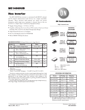 MC14069UBDTR2 Datasheet PDF ON Semiconductor