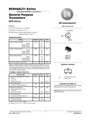 BC846BLT3 Datasheet PDF ON Semiconductor