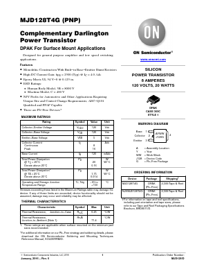 MJD128T4G Datasheet PDF ON Semiconductor