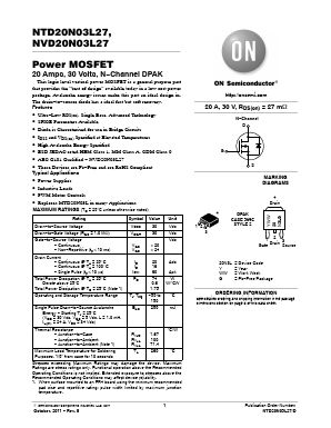 NTD20N03L27 Datasheet PDF ON Semiconductor