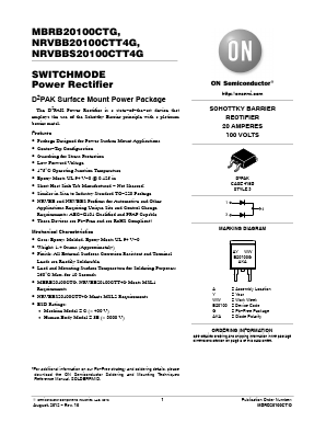 MBRB20100CTG Datasheet PDF ON Semiconductor