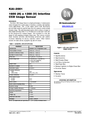 KAI-2001-AAA-CR-BA Datasheet PDF ON Semiconductor