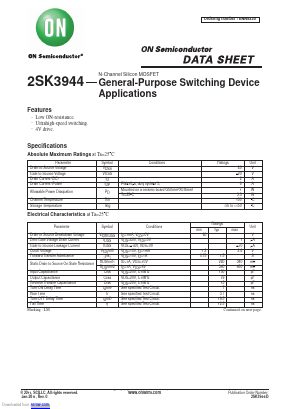 K3944 Datasheet PDF ON Semiconductor