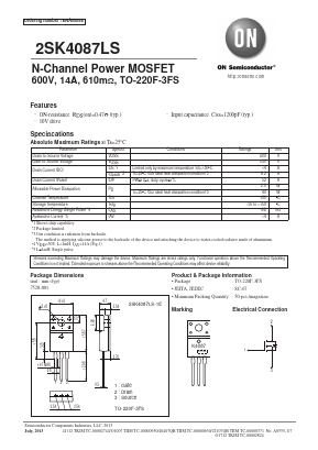 2SK4087LS-1E Datasheet PDF ON Semiconductor