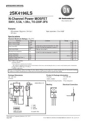 2SK4196LS Datasheet PDF ON Semiconductor