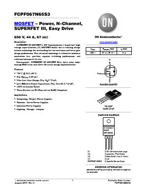 FCPF067N65S3 Datasheet PDF ON Semiconductor