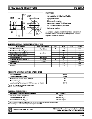 OD-880LJ Datasheet PDF OptoDiode Corp