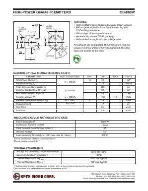 OD-880W Datasheet PDF OptoDiode Corp