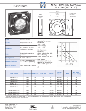 OA92AP-22-1 Datasheet PDF ORION FANS