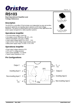 RS103 Datasheet PDF Orister Corporation