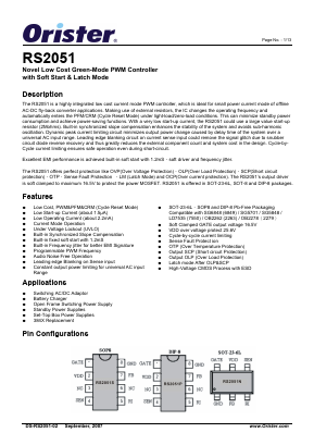 RS2051 Datasheet PDF Orister Corporation