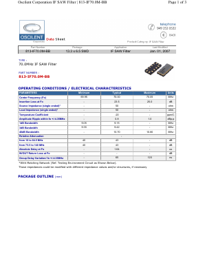 813-IF70.0M-BB Datasheet PDF Oscilent Corporation