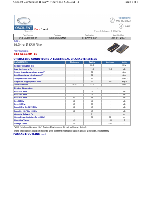 813-SL60.0M-11 Datasheet PDF Oscilent Corporation