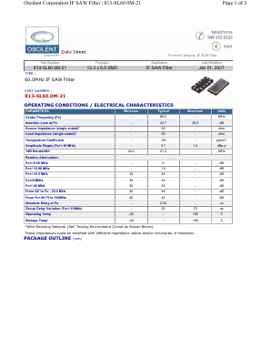 813-SL60.0M-21 Datasheet PDF Oscilent Corporation