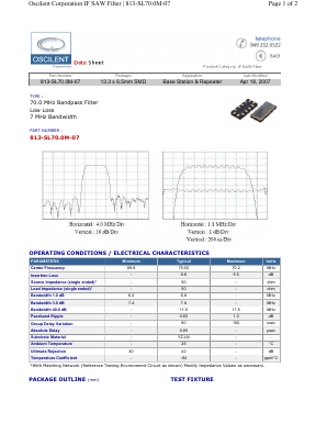 813-SL70.0M-07 Datasheet PDF Oscilent Corporation
